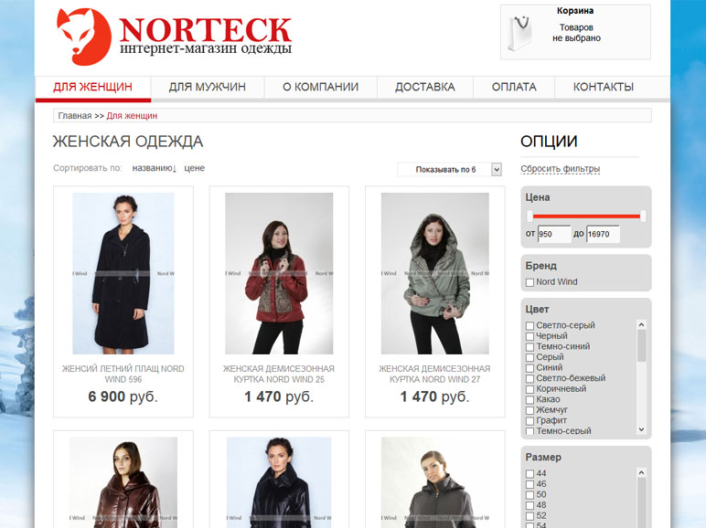 Создание сайта Комплексная работа для интернет-магазина одежды «Norteck»